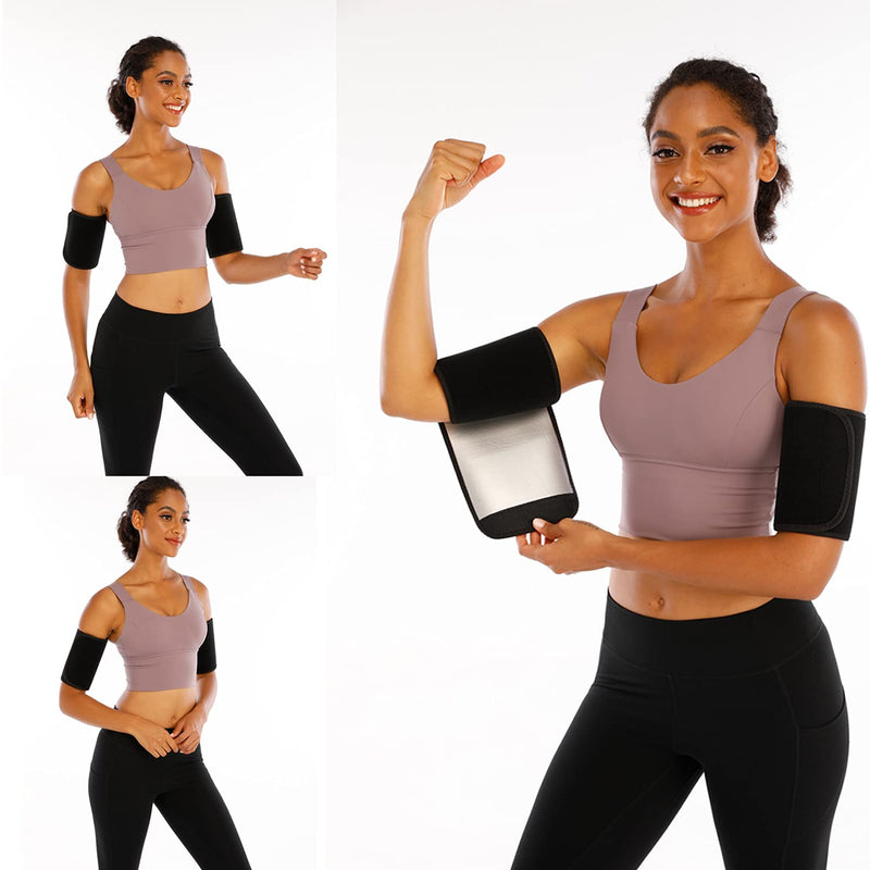 Sauna Arm Trimmer Bands arm Sweat Bands for Women Weight Loss Arm Shaper Wraps for Workout arm Bands for Flabby arm Black