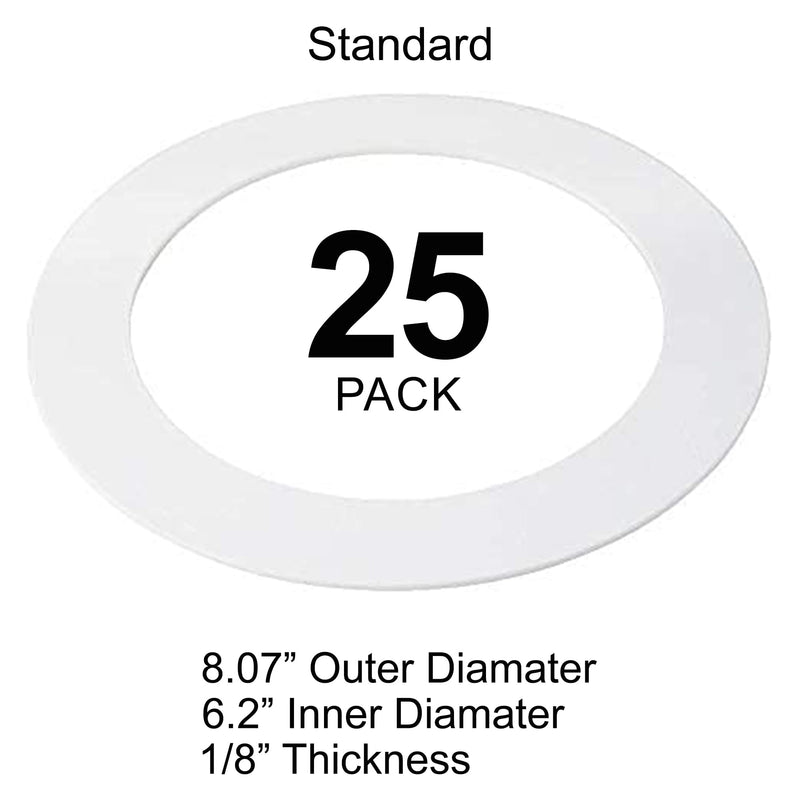 25 Pack Gloss White Goof Trim Ring for 6" Inch Recessed Can Lighting Down Light, Outer Diameter 8 Inches 25 Pack