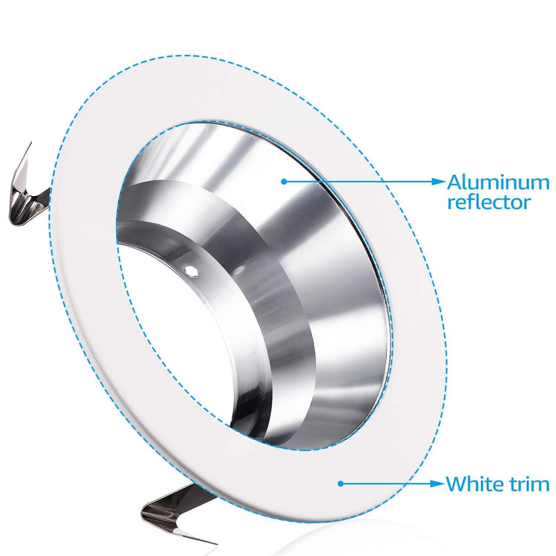 TORCHSTAR 4 Inch Brighter Classic Recessed Light Trim, Metal Step Baffle, Fit Halo/Juno Remodel Housing, 4 Inch Can Light Trim for PAR16, PAR20, BR20, Aluminum Reflector, Pack of 6