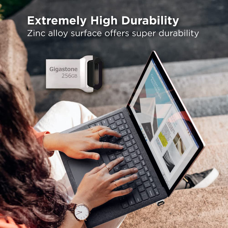 GIGASTONE 256GB Nano Flash Drive, Z90 USB 3.2 Gen 1, 120MB/s Ultra Fast, Super Lightweight, Mini Fit Robust Metal Design, Data Storage, Backup for PC/Mac/TV/Car, USB 2.0/3.0/3.1 Compatible Mini Silver 1-Pack