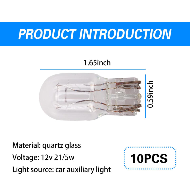 10 PCS Car T20 1891/7443 Dual Wire Brake Bulb, 12V 21/5W Super Bright Turn Signal Tail Light, DRL Indicator Light Micro Bulb Parts, Automotive Universal Lighting Accessory, for Cars (White) 10 PCS White #T20