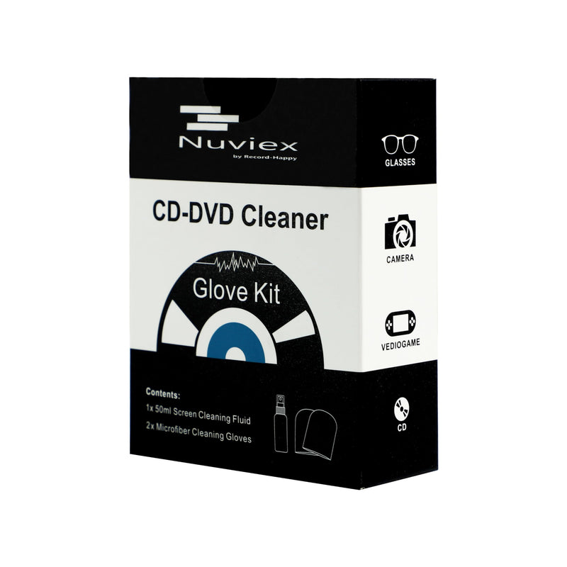 Premium CD Cleaner Cloth Kit - Compact Disc CD-DVD Cleaning Fluid and Microfiber Towel Anti-Static Glove Set