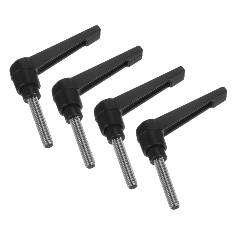 QUARKZMAN Pack of 4 Clamping Lever Handle M6 x 30 mm Male Thread Screw Stainless Steel 304 with Zinc Alloy Adjustable Handle Tension Lever for Machine Tools Welding Equipment Pressure Equipment Black M6 x 30mm 304 stainless steel