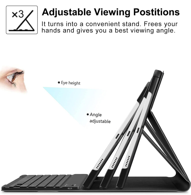 Case with Keyboard for T-Mobile Revvl Tab 5G 10.36 inch Tablet 2023 Released, Slim PU Stand Cover with Magnetically Detachable Wireless Bluetooth Keyboard (Black) Black