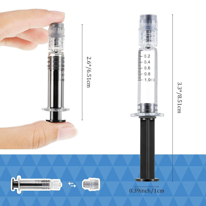 Nuanchu 1ml Borosilicate Glass Syringe Anti Leak Luer Connector Dispenser Without Needle Heat Resistant Accurate Measuring Tool for Thick Liquids, Glue, Ink, Pet Feeding(20 Pieces) 20