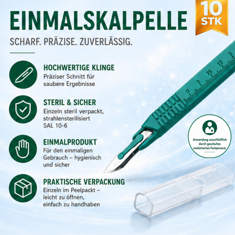 Disposable Scalpel No.23 - 10 in a Pack - Sterile, Stainless Steel Blade, Plastic Handle, Individually Wrapped - Medical Disposable Surgical Cutlery | Heinz Herenz medical supplies
