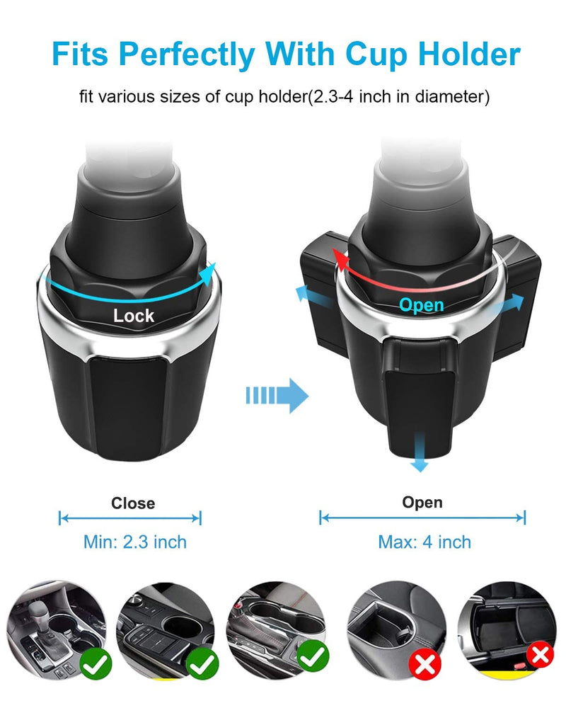 woleyi Universal Cup Holder Tablet Mount for Car Vehicle, Truck, Treadmill, Wheelchair, Golf Cart, Boat and More Cupholder for iPad Pro/Air/Mini, Galaxy Tabs, iPhone, All 4-13" Smartphones and Tablets