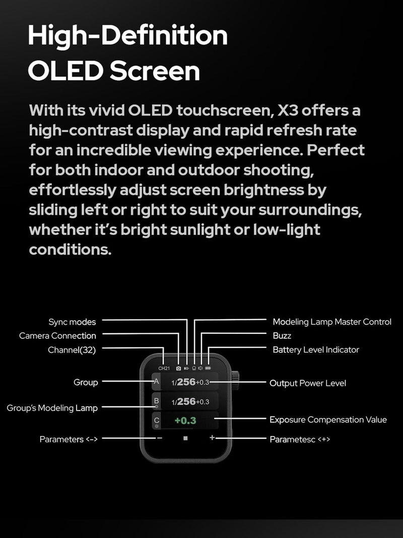 Godox X3N TTL Wireless Flash Trigger for Nikon - OLED Touchscreen Transmitter, Built-in Lithium Battery, Perfect for Godox V1 & V100