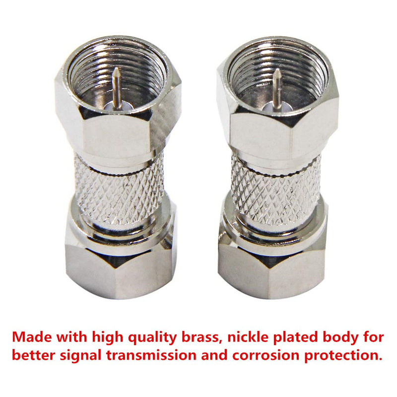 Male to Male Coax Connector, 2-Pack 75 Ohm F Type RG6 Coaxial Cable Adapter, Cable Extension Coupler for TV, Antenna, Splitter, Amplifier