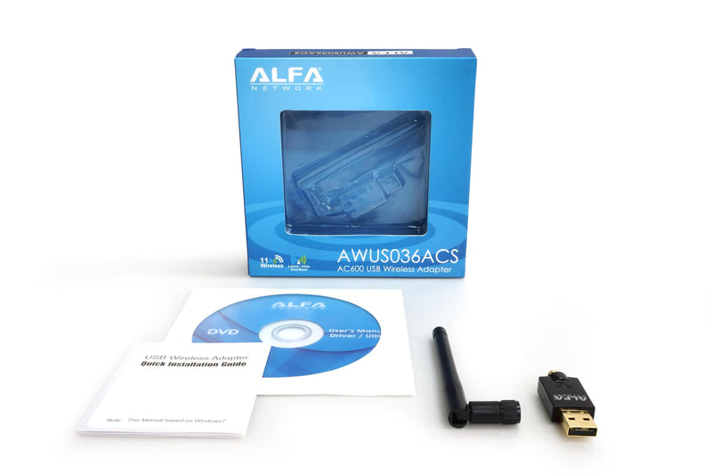 ALFA Network AWUS036ACS Wide-Coverage Dual-Band AC600 USB Wireless Wi-Fi Adapter w/High-Sensitivity External Antenna - Windows, MacOS & Kali Linux Supported