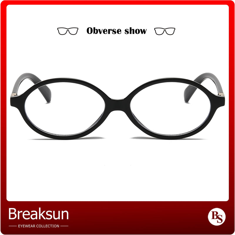 Classic Round Glasses for Women Men Retro Oval Frame Black Blue Light Glasses Small Face Nerd Eyeglasses (Black)