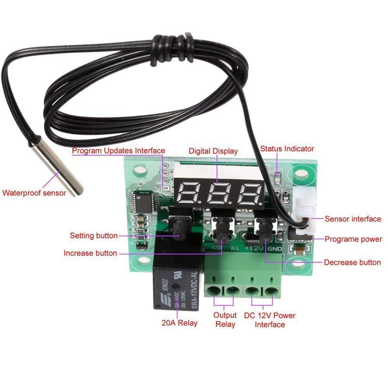 DollaTek -50-110°C W1209 DC-12V Digital Mini Thermostat Temperature Controller Control Switch Sensor Module
