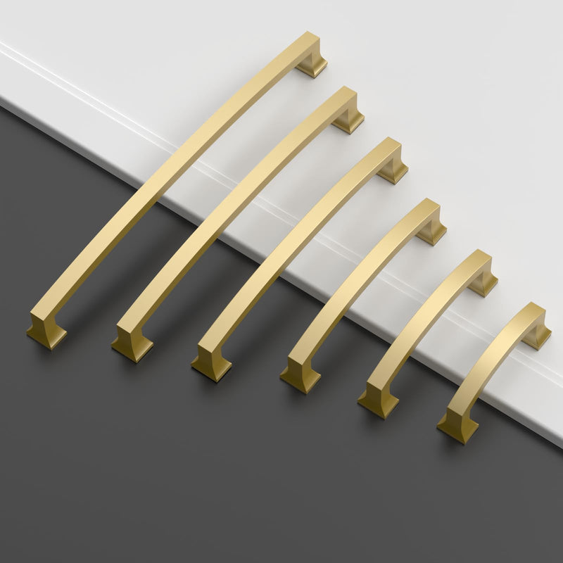 Amerdeco 10 Pack Brushed Gold 3 Inch(76mm) Hole Centers Kitchen Cabinet Pulls Cabinet Hardware Kitchen Handles for Cabinets Cupboard Handles Drawer Pulls ZH0009 3"/76MM Hole Center