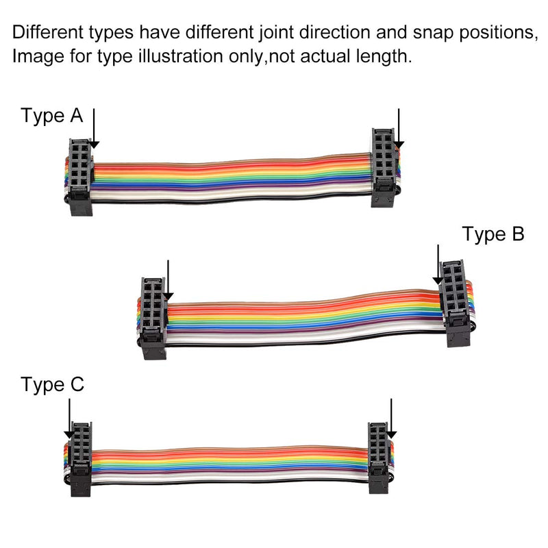 uxcell IDC Rainbow Wire Flat Ribbon Cable 40 Pins 50cm Length 2.54mm Pitch Type-C