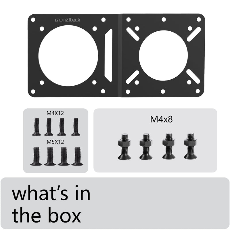 Monzlteck VESA Mount Adapter Plate for Mac mini M4 & NUC – Universal Extension Bracket for Mini PCs, Fits 75x75mm & 100x100mm VESA Monitor Arms, Securely Mount Small Computers Behind Display