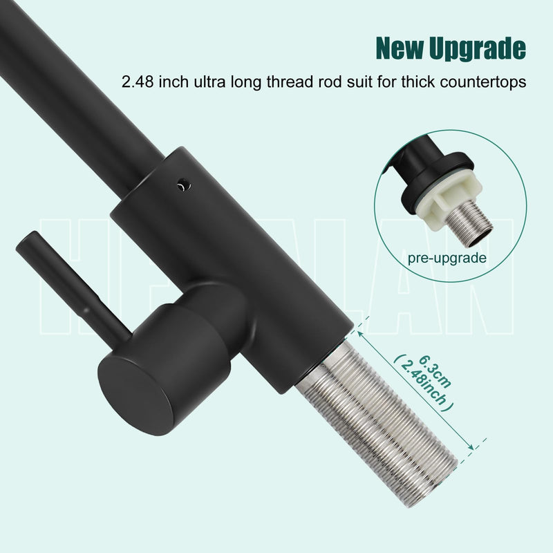 Heyalan Cold Water Only Kitchen Faucet, SUS304 Stainless Steel Bar Sink Faucet, Single Handle High Arc Gooseneck, 1 Hole Deck Mount, Matte Black, 8.3 Inch for Bar, RV, Laundry, Outdoor
