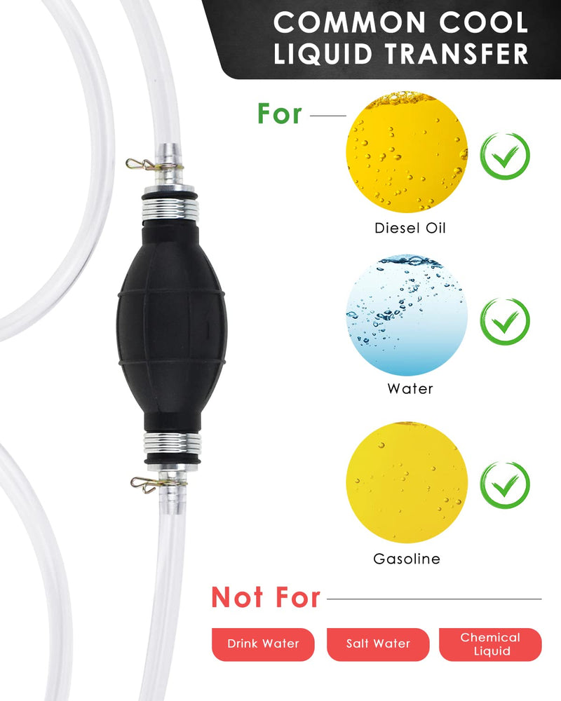 KATUMO Gasoline Siphon Hose, Gas Oil Water Fuel Transfer Siphon Pump, Portable Widely Use Hand Fuel Pump, Fuel Transfer Pump with PVC Hoses