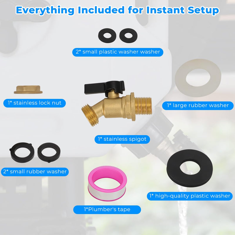 for ROTOPAX Water Containers - Brass Water Container/Rain Barrel Quarter Turn Spigot Kit