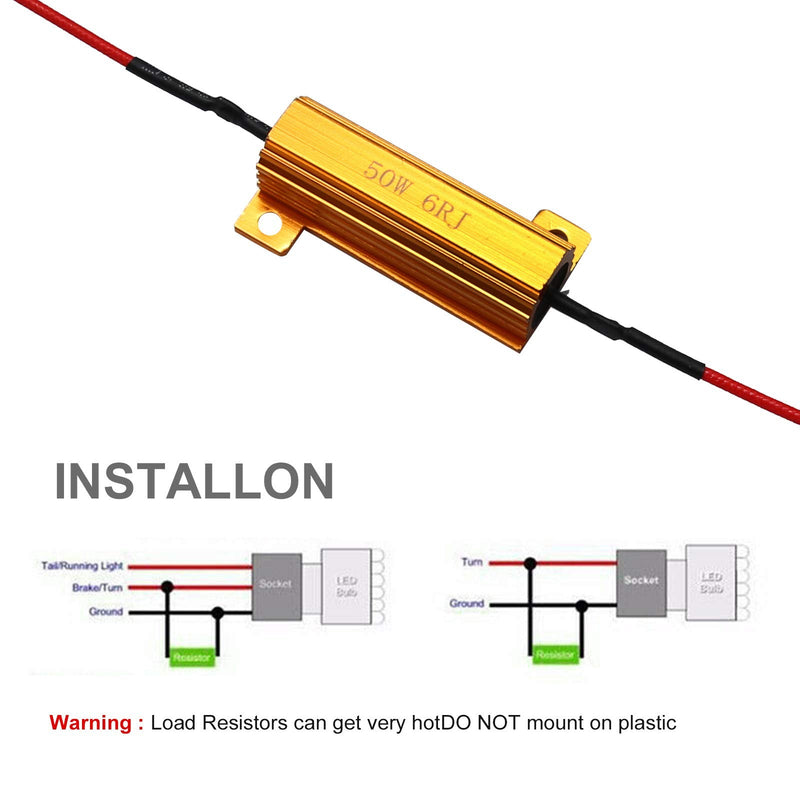 8-Pack 50W 6Ohm LED Load Resistors, Automotive Replacement Resistors for Flickering LED Turn Signal Light & LED License Plate Lights & DRL