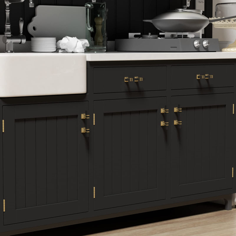Goldenwarm 10 Pack Black and Gold Cabinet Knobs Zinc Alloy Matte Black and Gold Cabinet Knobs Dresser Drawer Hardware Kitchen Drawer Hardware Single Hole Black & Matte Gold