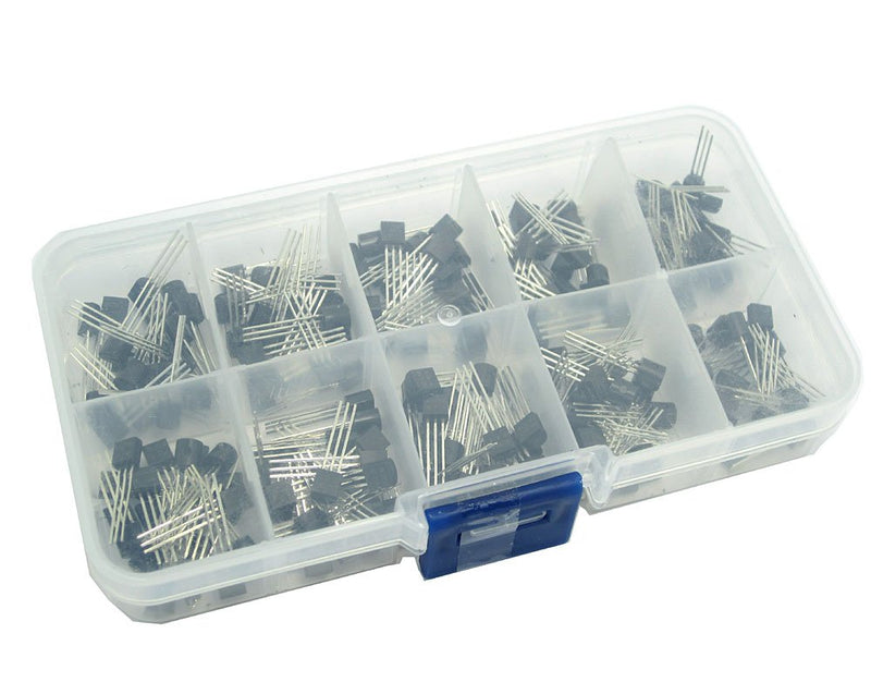 DollaTek 10 Values 200PCS NPN PNP Power Transistor Assortment Assorted Kit BC327-BC558 with Clear Plastic Box