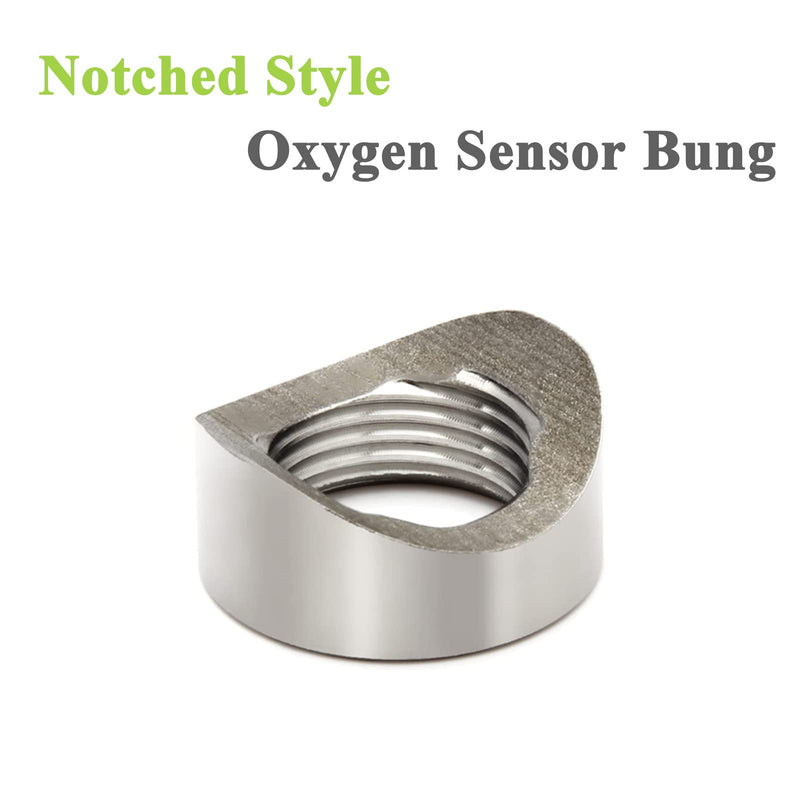 O2 Sensor Bung, Stainless Steel Oxygen Sensor Mounting Bungs and Plugs, M18 X 1.5 Thread Notched Style Oxygen Sensor Fitting Bungs, Suitable for 1.5-2 inch Pipe- 2 Bungs/2 Plugs Fit 1.5-2 inch Pipe