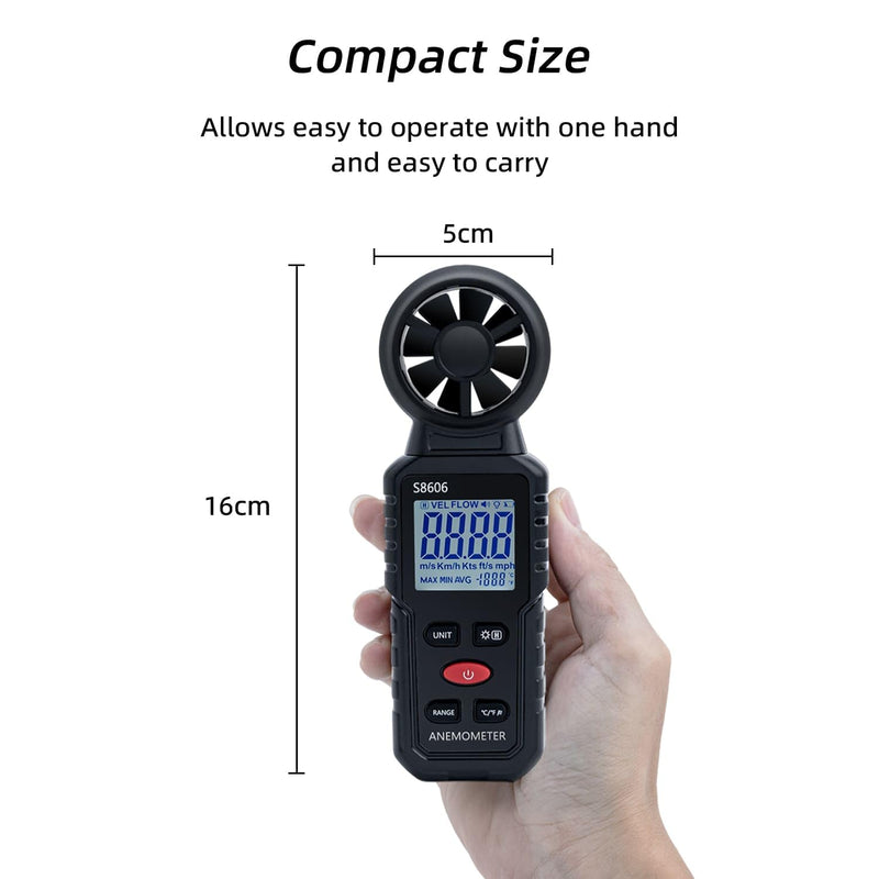 Mcbazel 3 in 1 Handheld Digital Anemometer Wind Gauge Wind Gauge for Measuring Wind Speed Temperature Windchill for HAVC Drone Sailing Fishing