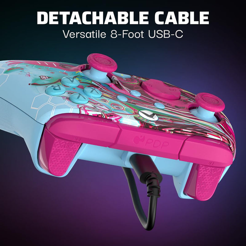 PDP Gaming REMATCH GLOW Enhanced Wired Controller Licensed for Xbox Series X|S/Xbox One/PC/Windows, Mappable Back Buttons, Advanced Customizable App - Android Dreams (Glow in the Dark) Android Dreams (Glow in the Dark)