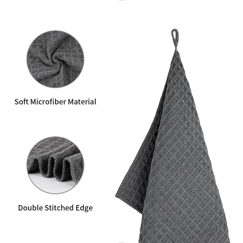 watchget Barista Micro Cloth 10 Pack, Microfiber Barista Cleaning Towels Microfiber Waffle Weave Kitchen Dish Cloth Coffee Bar Towel Coffee Machine Cleaning Cloth, Dark Grey(12"x12") Dark Gray