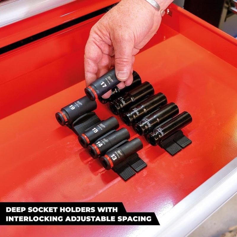 StealthMounts Drawer Hive Deep Socket Holder - 10 Pack | Modular Tool Box Organizer for Professional and DIY Mechanics | Injection Molded TPE | Made in UK