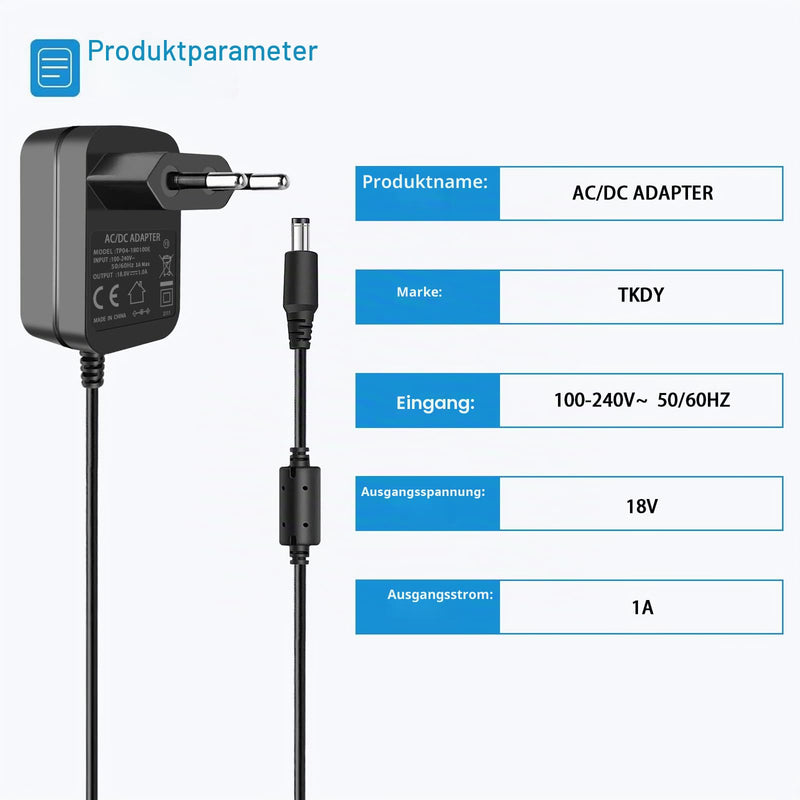 18V 1A Power Adapter Centre Positive DC Plug 5.5 x 2.5 mm | AC 100-240V to DC 18V 1 Amp Power Supply for 18Volt 100mA 200mA 300mA 500mA 600mA 700mA 800mA 900mA 1000mA Equipments