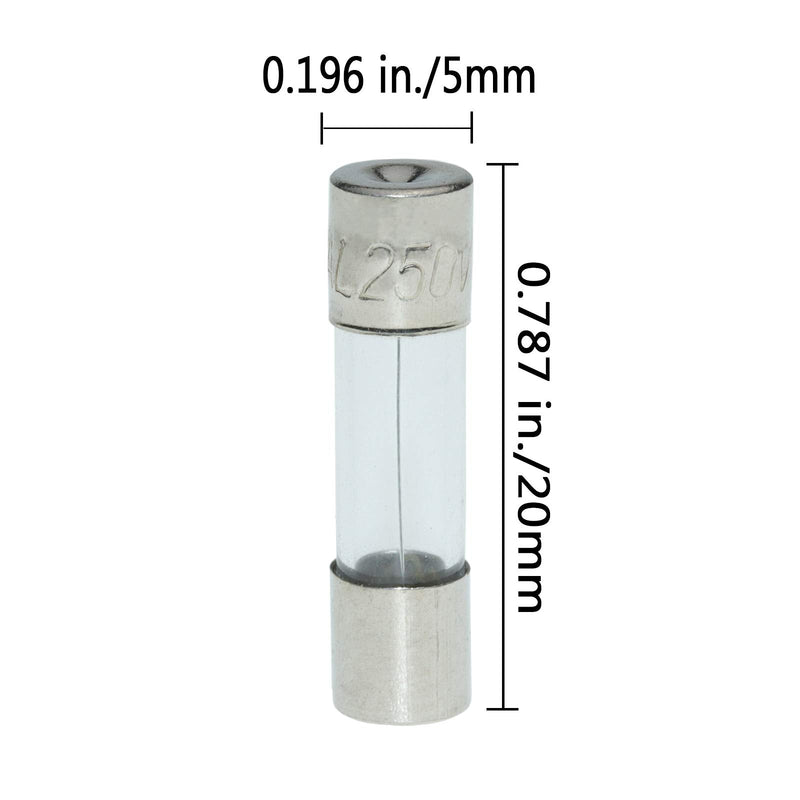 AUKENIEN 15 value 150 pieces 0.5A 1A 1.6A 2A 2.5A 3A 3.15A 4A 5A 6.3A 8A 10A 12A 15A 20A 250V fuses 5x20mm fuse glass fuse glass tube fuse fine fuse fast glass fuse kit 5x20 fuse "F"