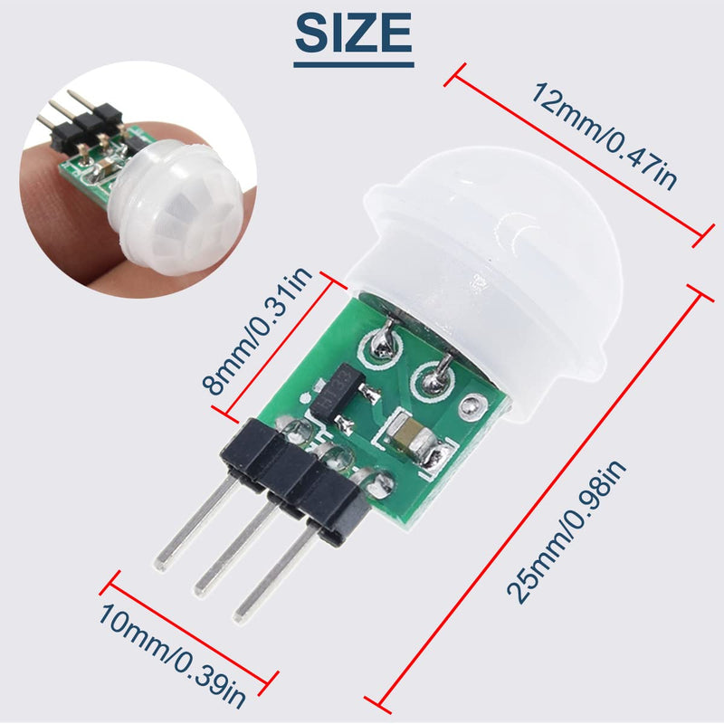DAOKAI PIR Human Sensor Module 5PCS AM312 DC 2.7-12V Mini Pyroelectric IR Sensor Body Manual Motion IR Detector Module with Dupont Cable Mini human sensor module
