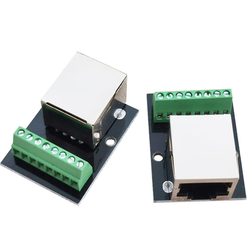 4PCS RJ45 Ethernet Single Female Socket Connector Breakout Board,2.54mm Pitch Screw Connector Board Shielded Network Adapter Terminal (Single RJ45 Interface) Single RJ45 interface