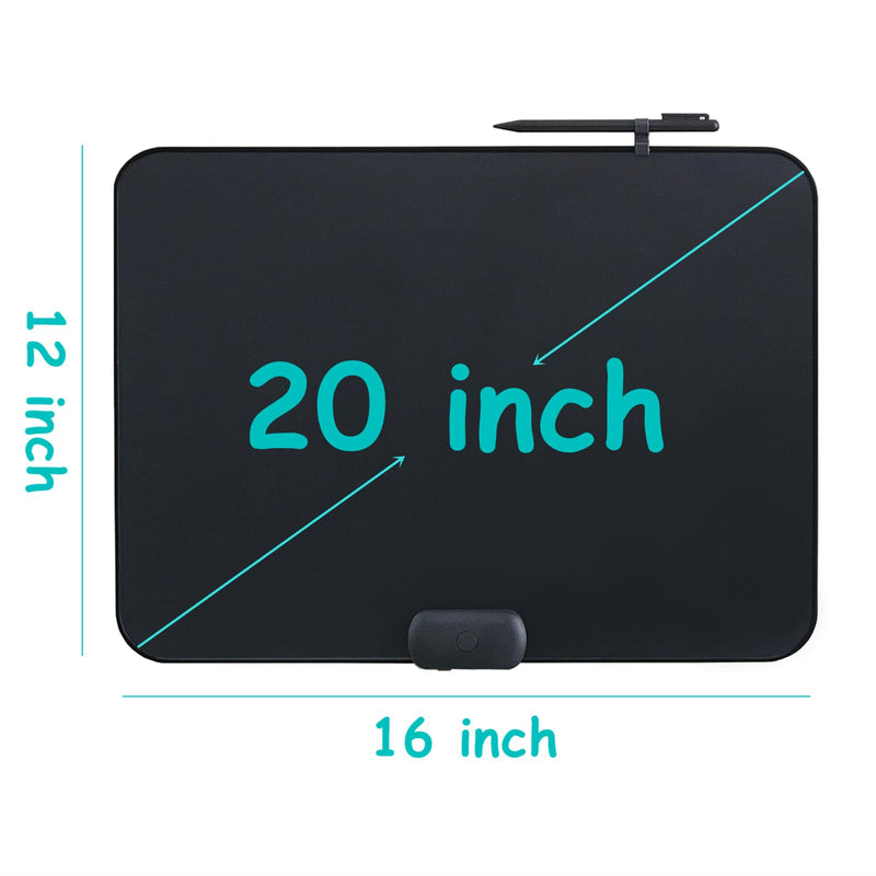 ROYALITA 20-Inch LCD Writing Tablet, Writing Board Note Board for Fridge, Dry-Erase & Sticky Note Alternative for Home & Office, Large Reusable Writing Pad with Built-in Magnets & Instant Erase Black