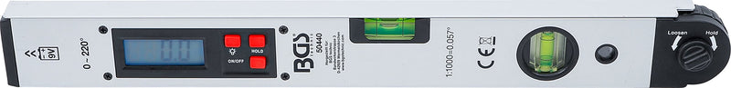 BGS 50440 | Digital LCD protractor with spirit level | 450mm | Angle bevel with locking function | Inclinometer