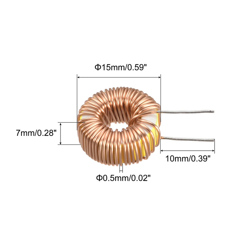 sourcing map Toroid Inductance Copper Coils Magnetic Inductance 100uH 3A for DIY Circuit Board Pack of 5