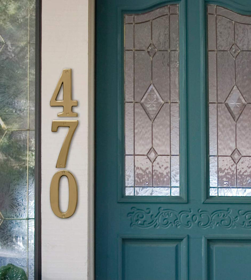 Hy-Ko 5" High Premium Metal House Number, Modern Raised Numbers for Exterior House, Durable Convenient Marking for Home Address with Included Mounting Hardware for Simple Installation Polished Brass 5 Inch 2 (TWO)