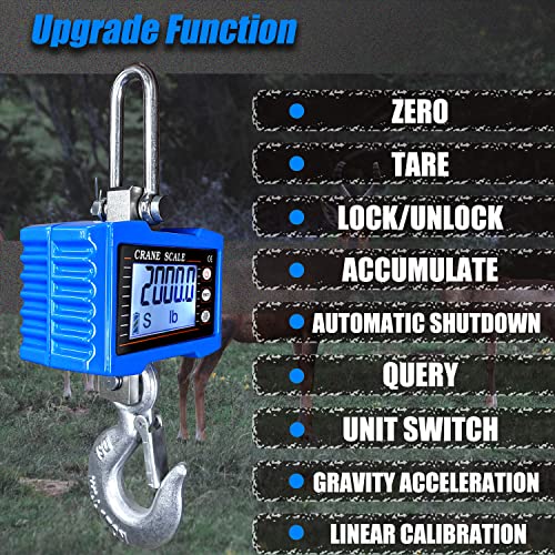 Digital Crane Scale, 2200 lb/1000 kg with Remote Control, Blue