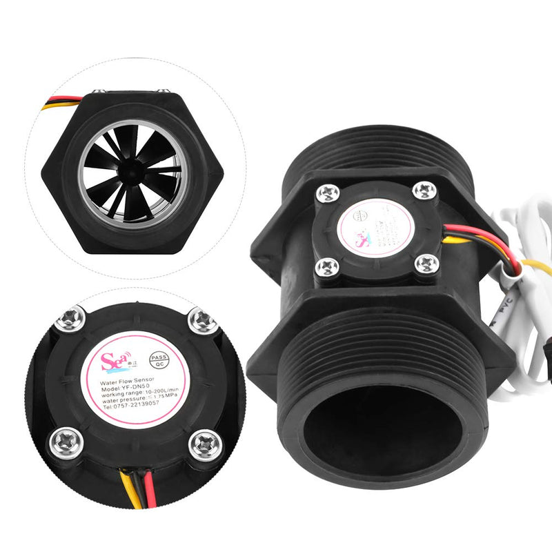 Flow Meter, DN50 G2" Turbine Flow Meter Water Flow Meter Water Hall Sensor Switch Meter for Water Heater, Water Treatment System