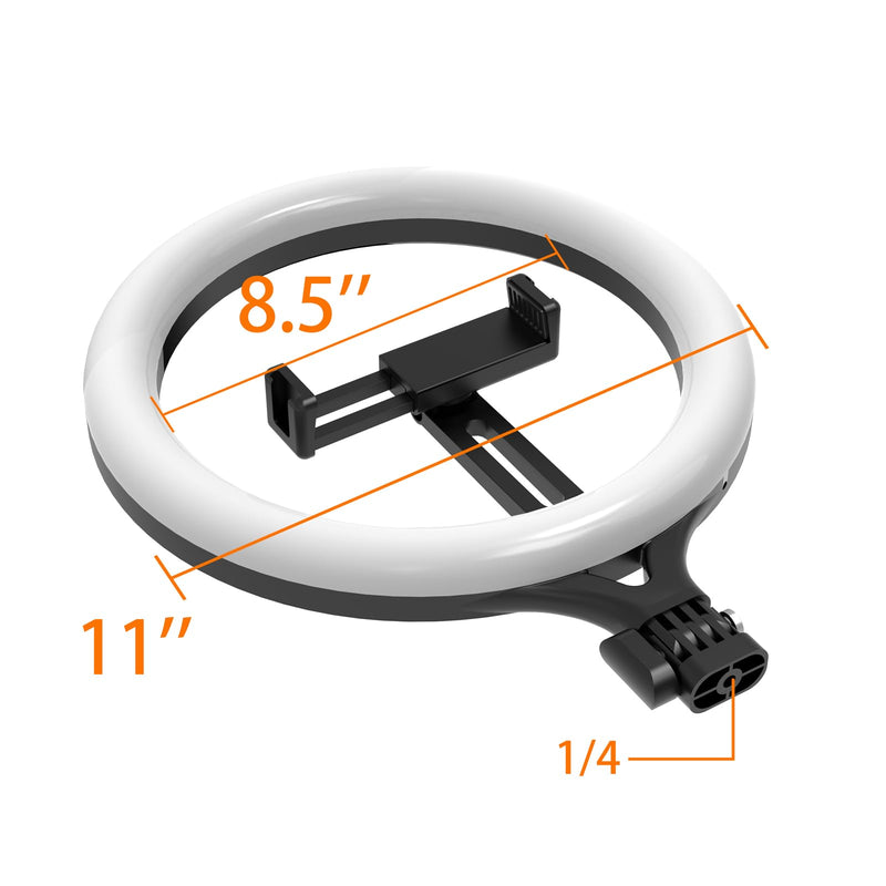 10" Ring Light Replacement Parts - Dimmable with 2 Universal Ball Heads, USB Port, 10W/5V/2A