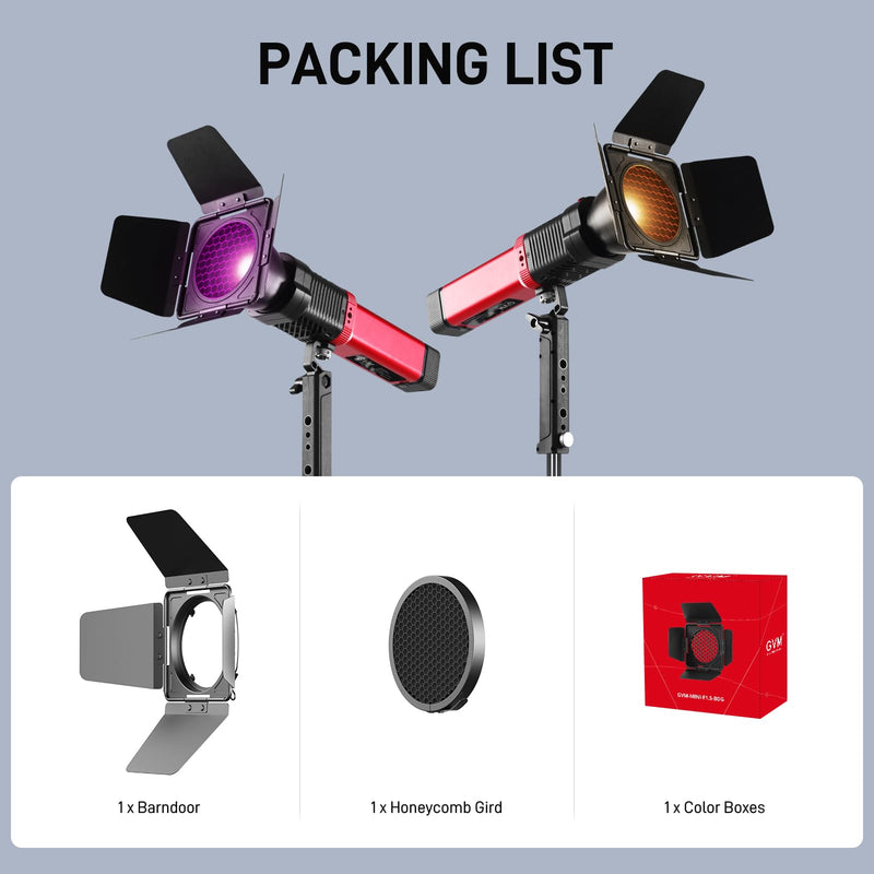 GVM Barn Door + Honeycomb Grid for PD60B PD60C PL60B PL60C Video Lights, Durable Metal Build, Adjustable Light Direction, Shape, Intensity, and Color for Photographers in Shape of Handheld Flashlight