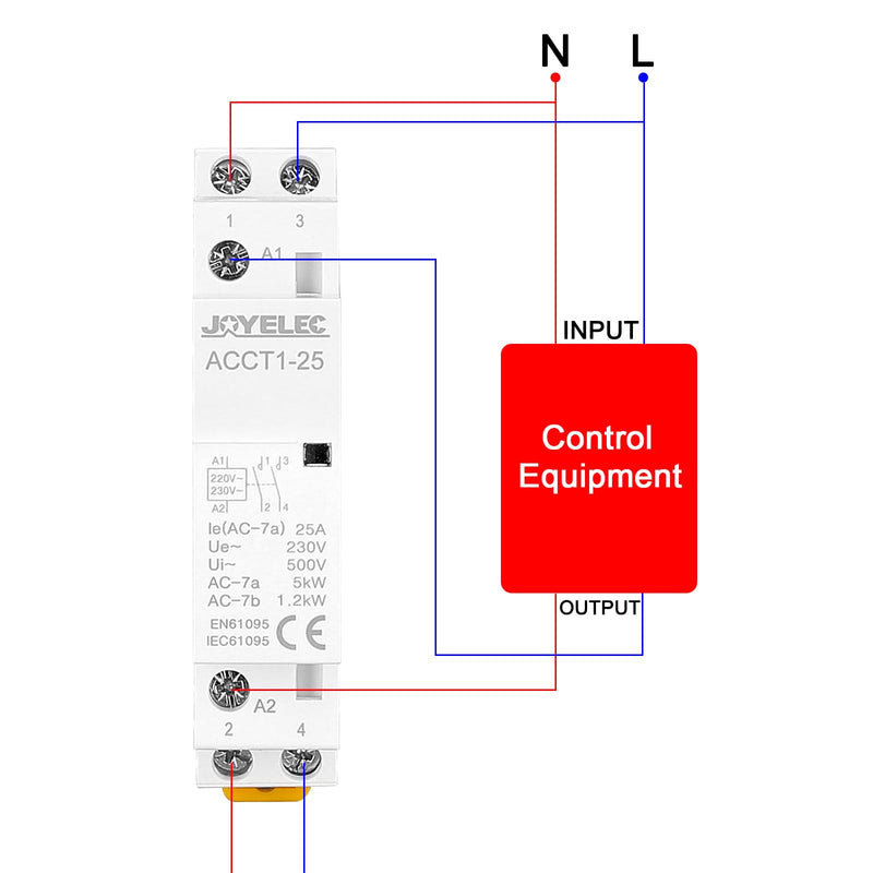 Household AC Contactor, 2P 25A 2NO Automatic AC220V/230V, 50/60Hz, 2-Pole, Two Way, Normally Open, 35 mm DIN Rail Mounting ACCT1-25(2NO) 1 Stück