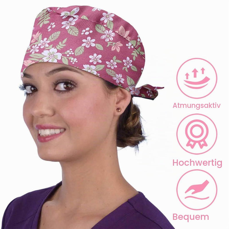 2pcs Surgical Cap Adjustable with Button Work Cap Cotton Print Nurses Cap Unisex Dust Cap for Doctors, Nurses a