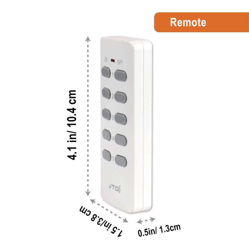JTD ® 5 Pack Remote Control Outlet Switch 3rd Generation Energy Saving Auto-programmable Wireless Electrical Plug Switch for Household Appliances Lighting & Electrical Equipment (2 Remotes)