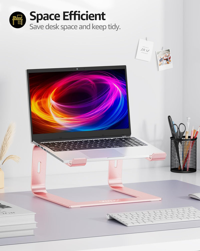 Urmust Laptop Stand for Desk Aluminum Computer Stand Riser Holder for Laptop Compatible with MacBook Air Pro, Dell, HP, Lenovo Samsung, Alienware All Laptops 11-15.6"(Rose Gold) Rose Gold