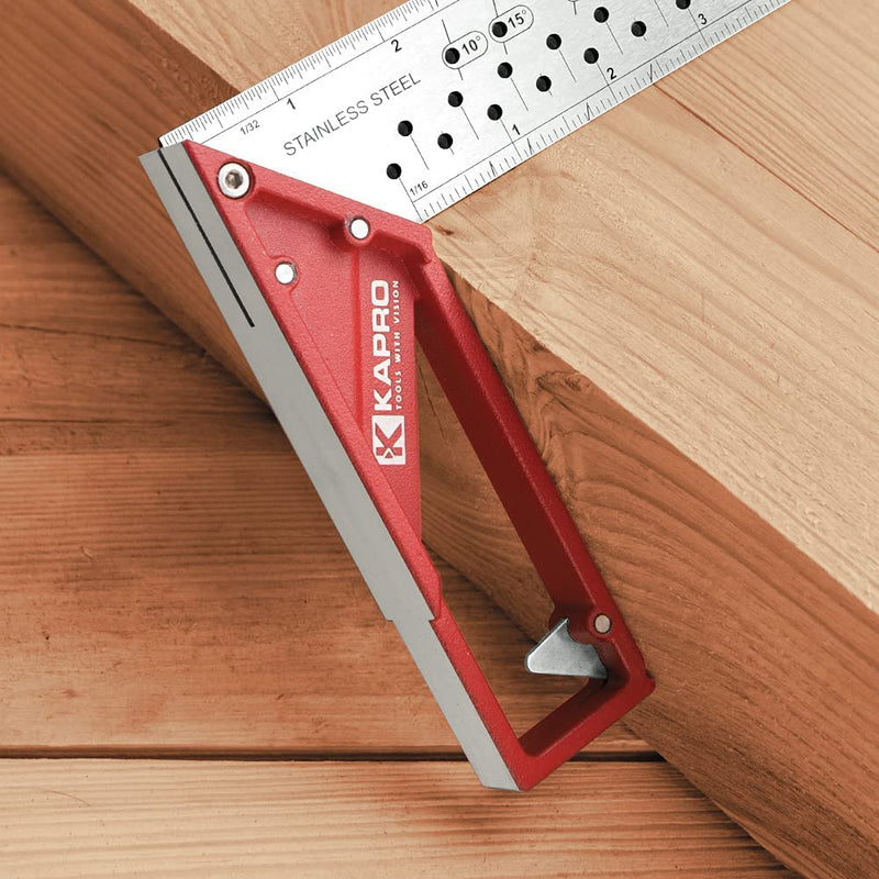 Kapro - 353 Professional Ledge-It Try & Mitre Square - For Leveling and Measuring - Features Stainless Steel Blade, Retractable Ledge, and Etched Ruler Markings - 8 Inch Adjustable Try&Mitre 8"