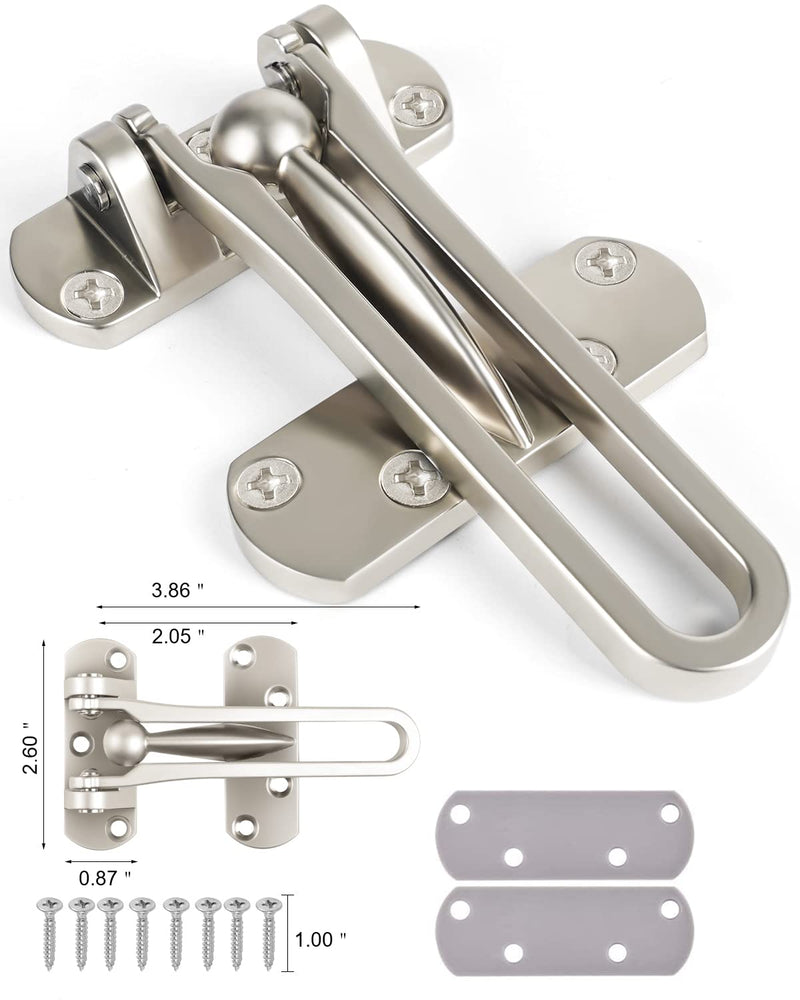 Door Lock Latch for Home Security - Swing Bar Door Guard for Front and Inside Door, Safety Childproof Reinforcement Door Stopper for Kids Home Hotel Apartment, Thicken Aluminium Alloy 2 Silver