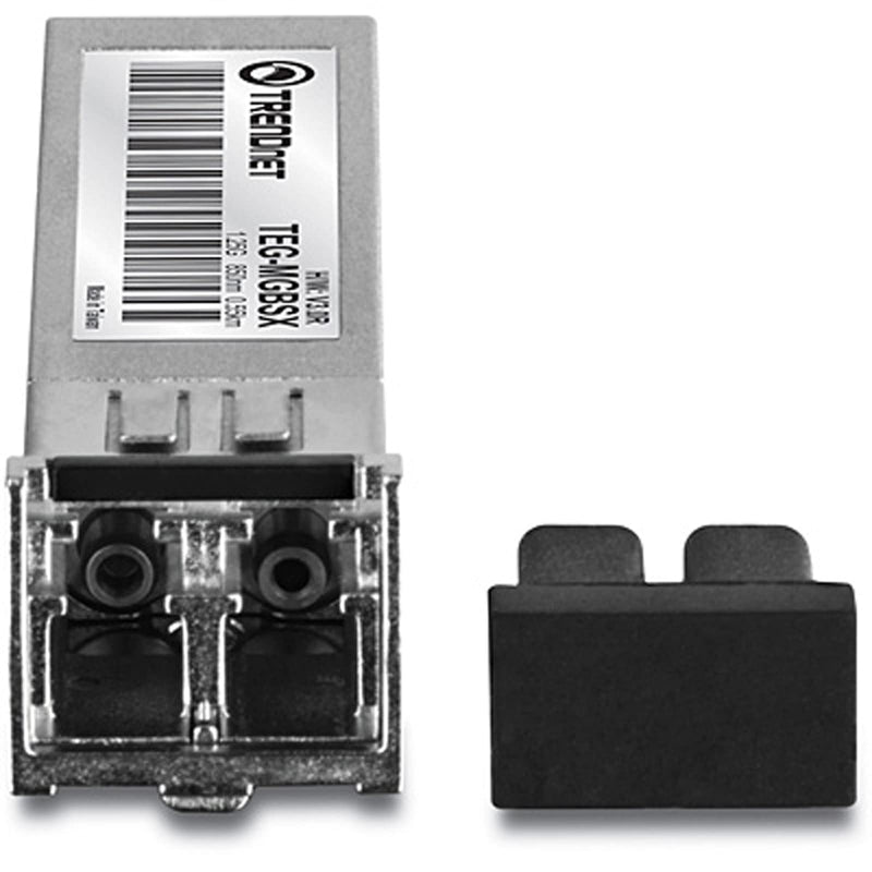 TRENDnet SFP Multi-Mode LC Module, Up to 550m (1804 Ft), Mini-GBIC, Hot Pluggable, IEEE 802.3z Gigabit Ethernet, Supports Up to 1.25 Gbps, Lifetime Protection, Silver, TEG-MGBSX