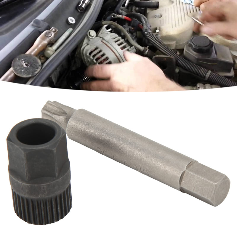 Acouto Alternator Pulley Drill Bit Alternator Pulley Wrench Kit 33 Teeth Spline Socket Drill Bit Puller Remover Tool